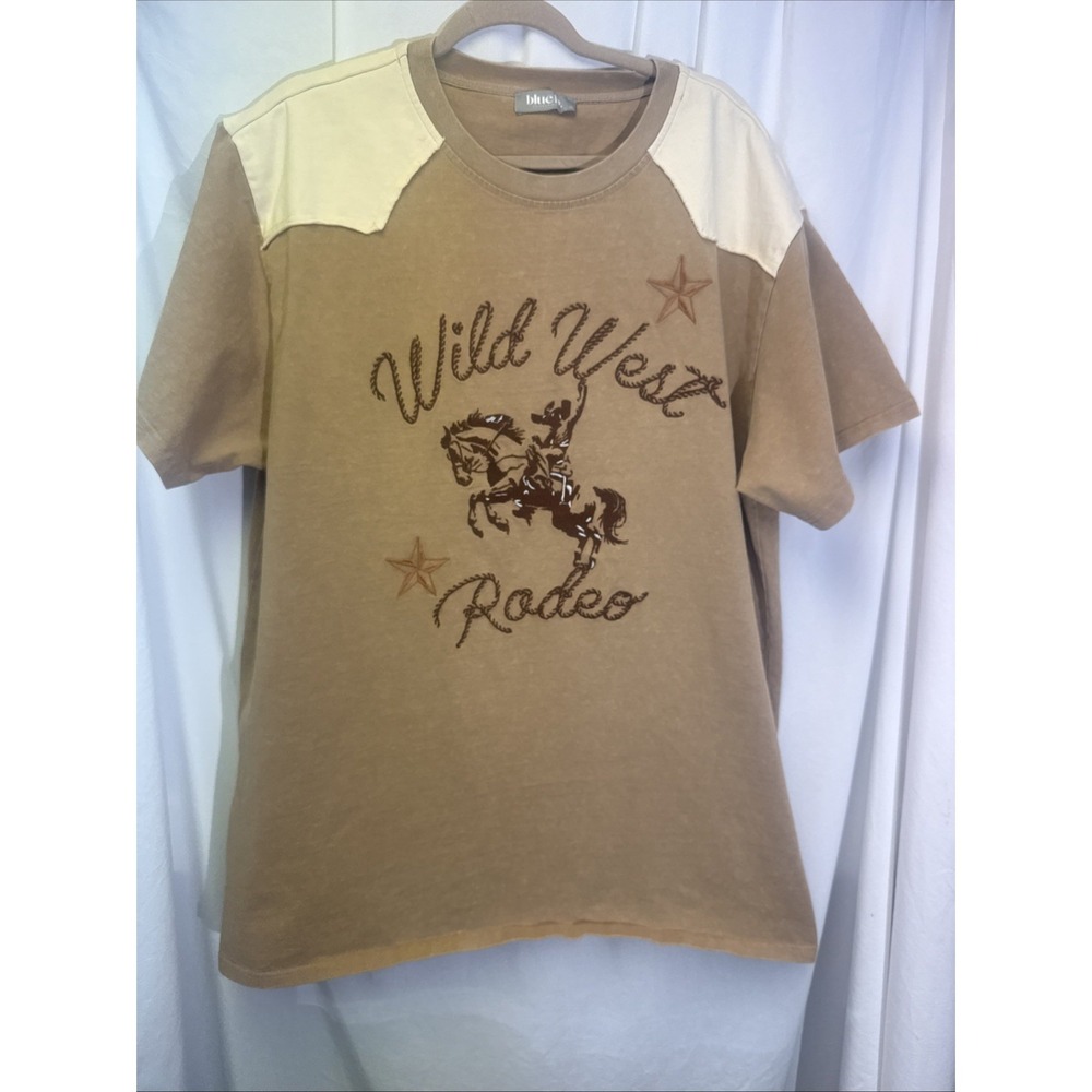 Blue B Collection Wild West Rodeo Distressed Oversized T-Shirt XL Western Boho